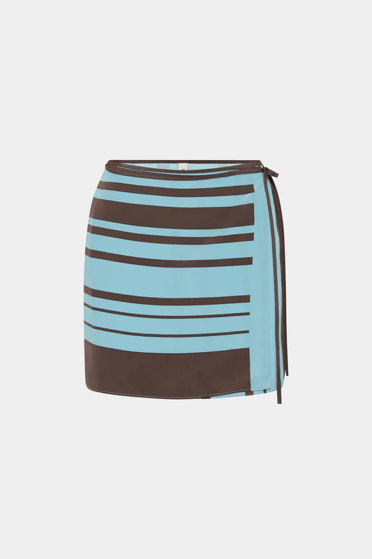 RIOJA WRAP MINI SKIRT - PACHA MINERAL STRIPE