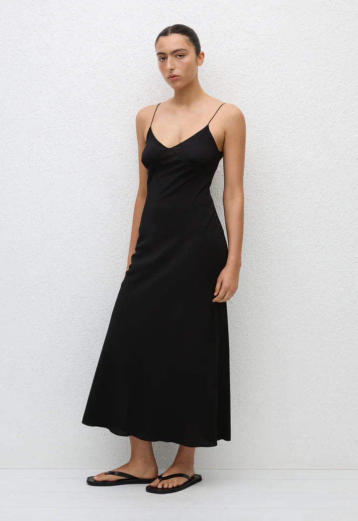 LOW BACK SLIP DRESS - BLACK