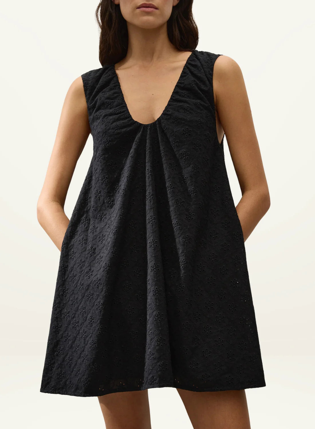 JUANA MINI DRESS - VALENTINA BRODERIE BLACK