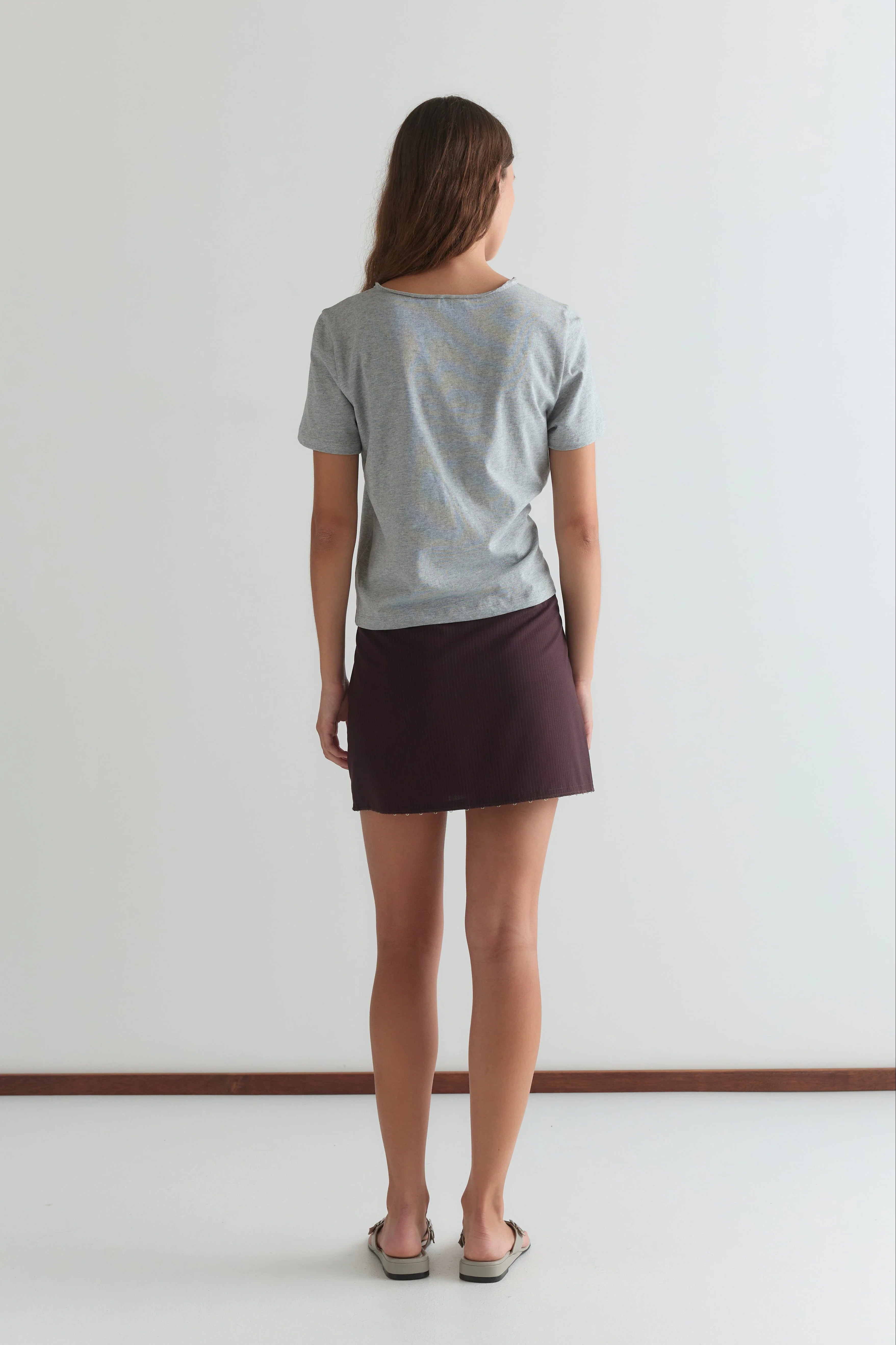 EYE SKIRT - BURGUNDY BROWN STRIPE