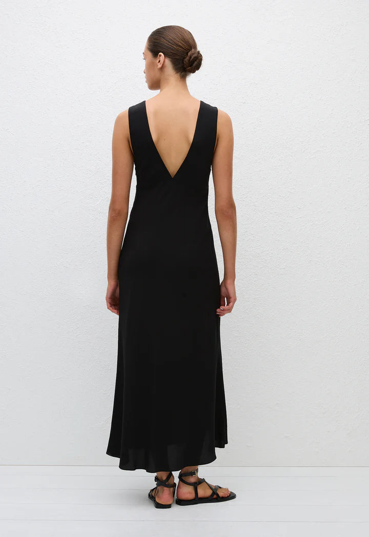 PLUNGE SLIP DRESS - BLACK