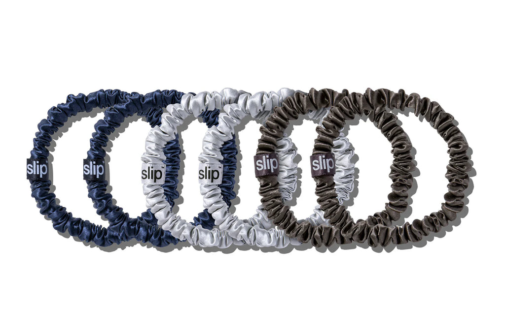 SLIP PURE SILK SKINNY SCRUNCHIES - SET OF 6 - MIDNIGHT