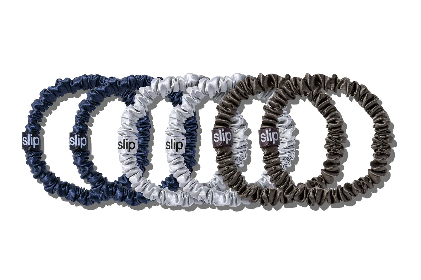 SLIP PURE SILK SKINNY SCRUNCHIES - SET OF 6 - MIDNIGHT