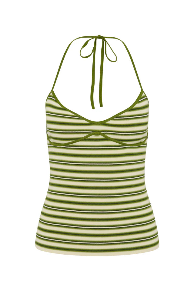 CITARA HALTER TOP - OMBRE STRIPE MICRO JUNIPER