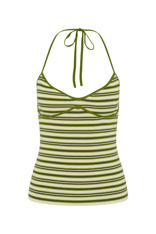 CITARA HALTER TOP - OMBRE STRIPE MICRO JUNIPER