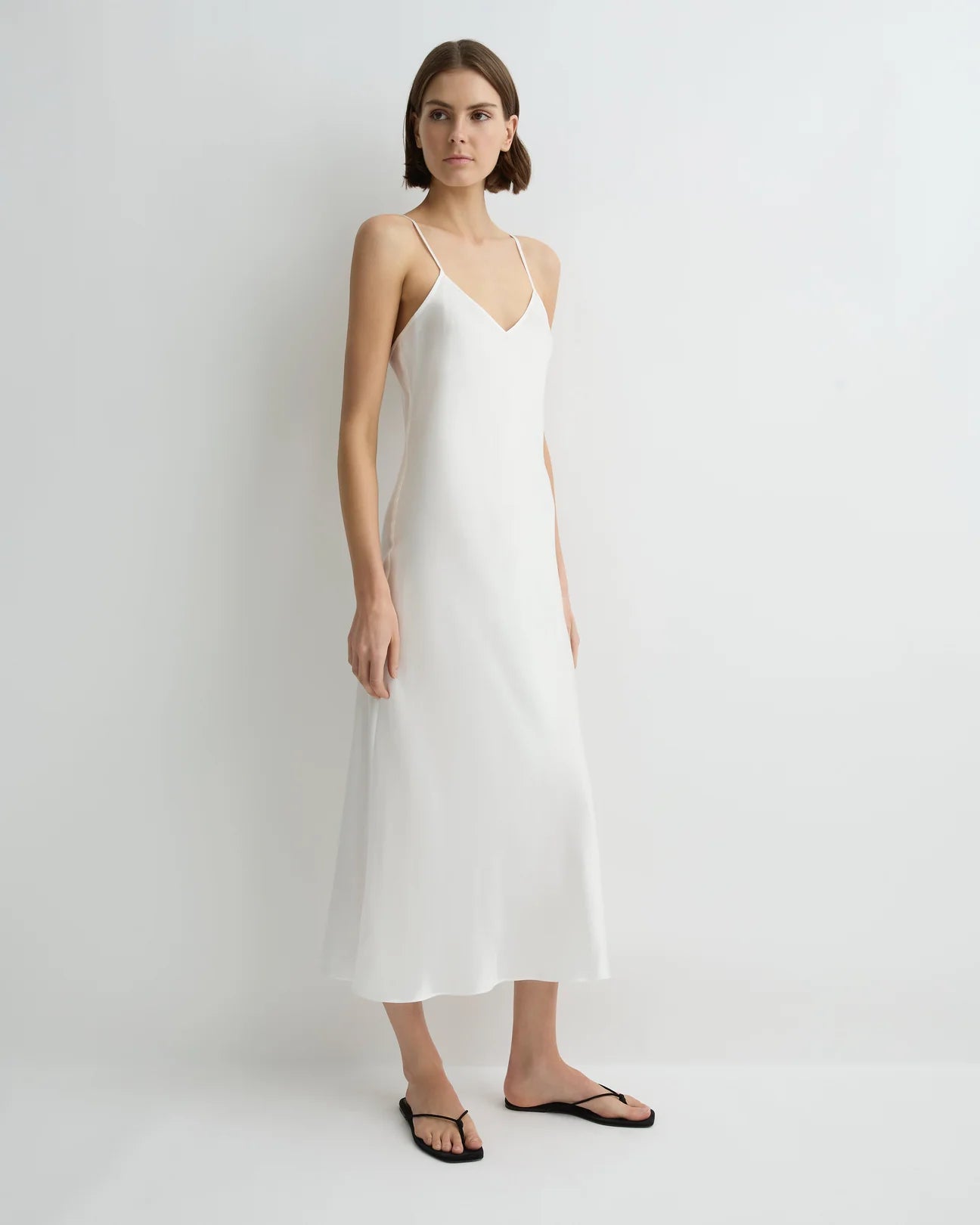 COMO LONG BIAS SLIP DRESS - WHITE