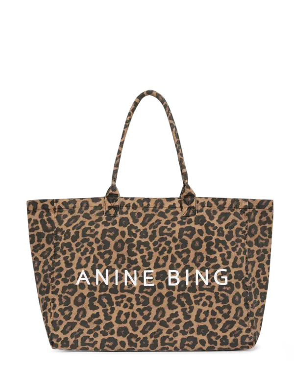 LEO CANVAS TOTE - BLACK BROWN LEOPARD