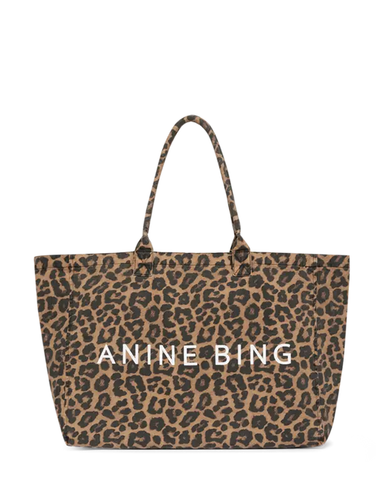 LEO CANVAS TOTE - BLACK BROWN LEOPARD