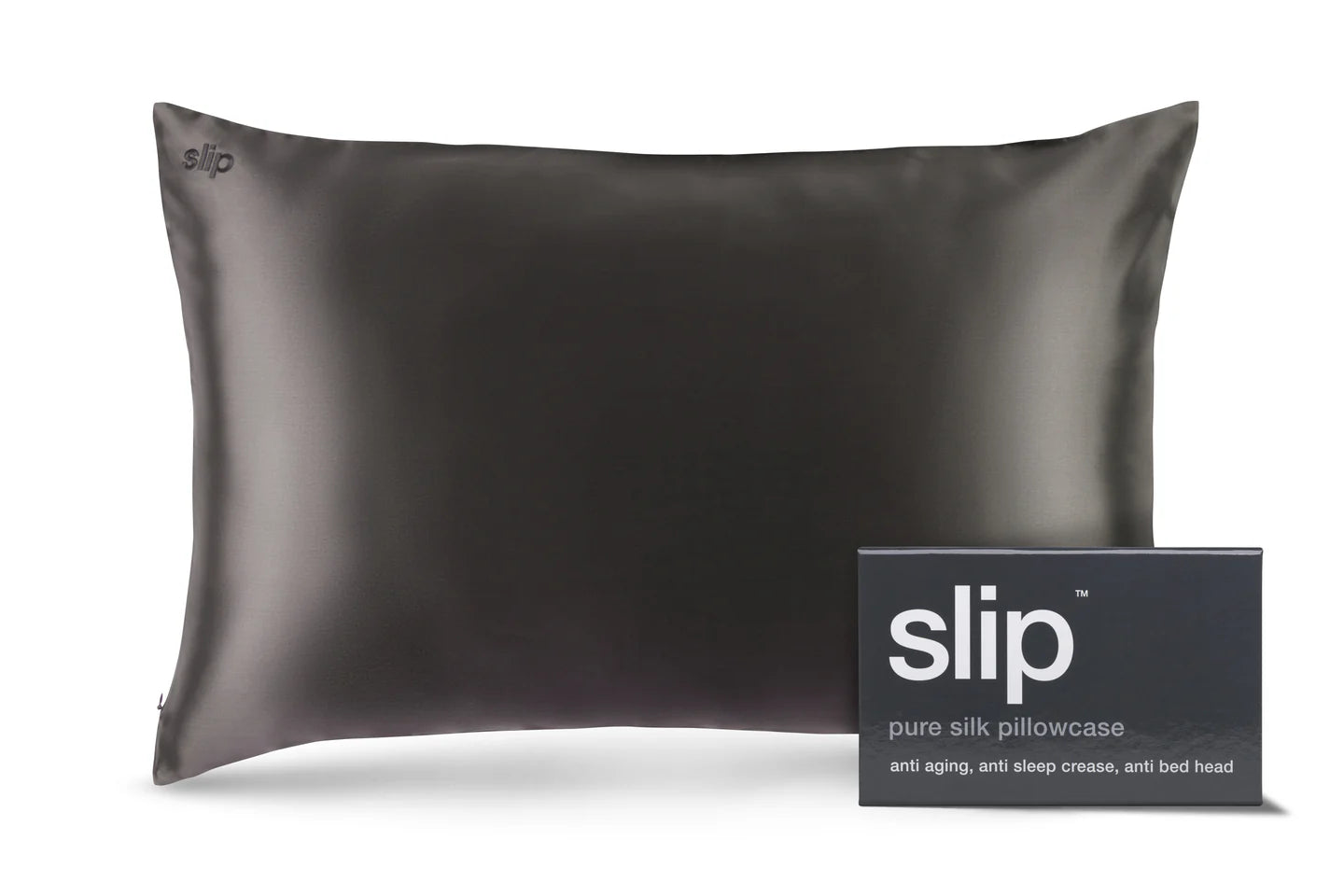 SLIP PURE SILK QUEEN PILLOWCASE - CHARCOAL