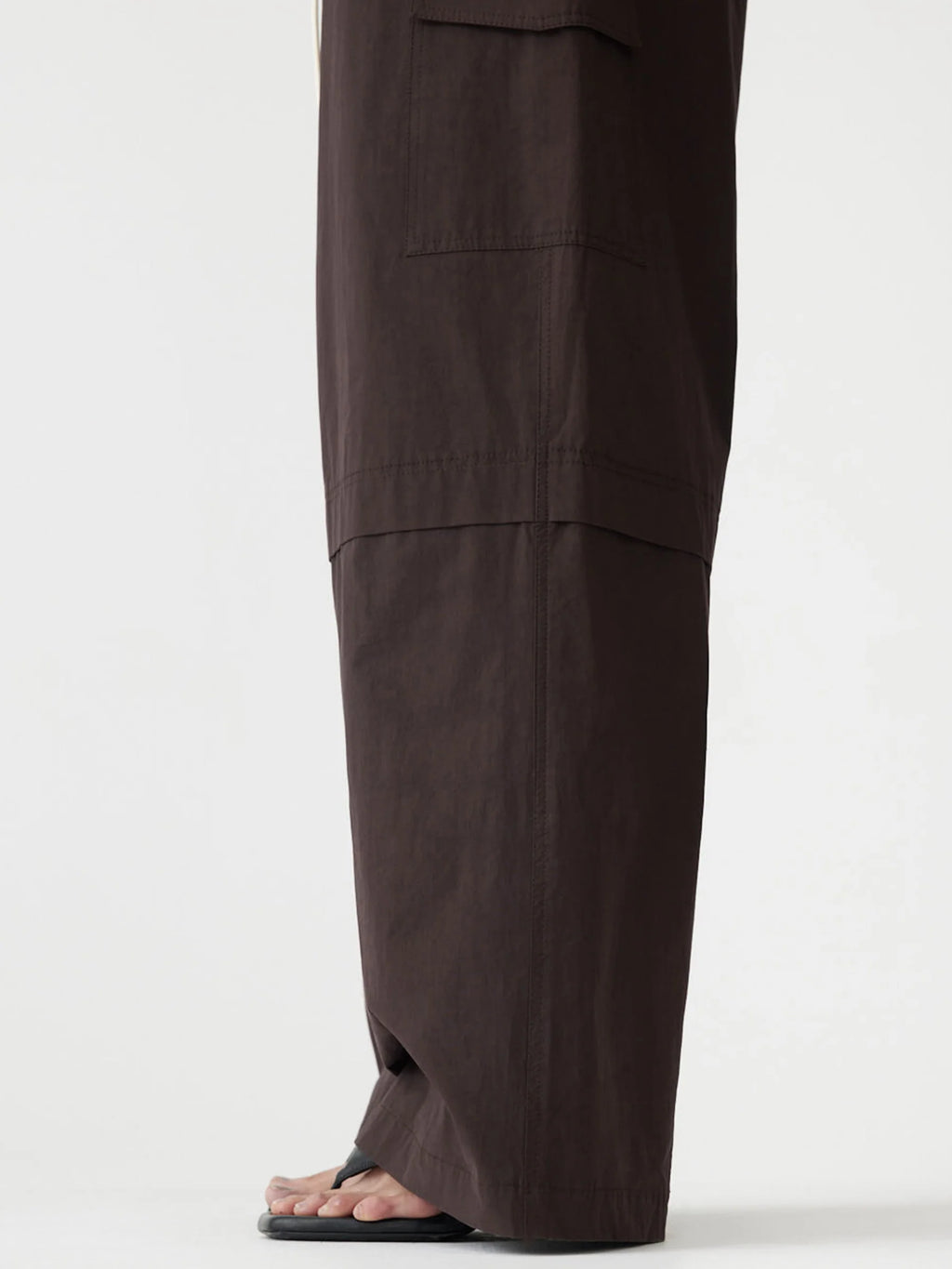 CRUSHED COTTON LAYERED PANT - CHOCOLATE BROWN