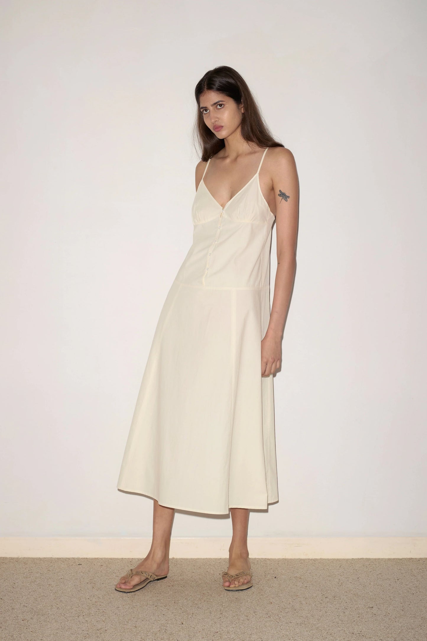 DOUBLE SEAM DRESS - BUTTER WHITE