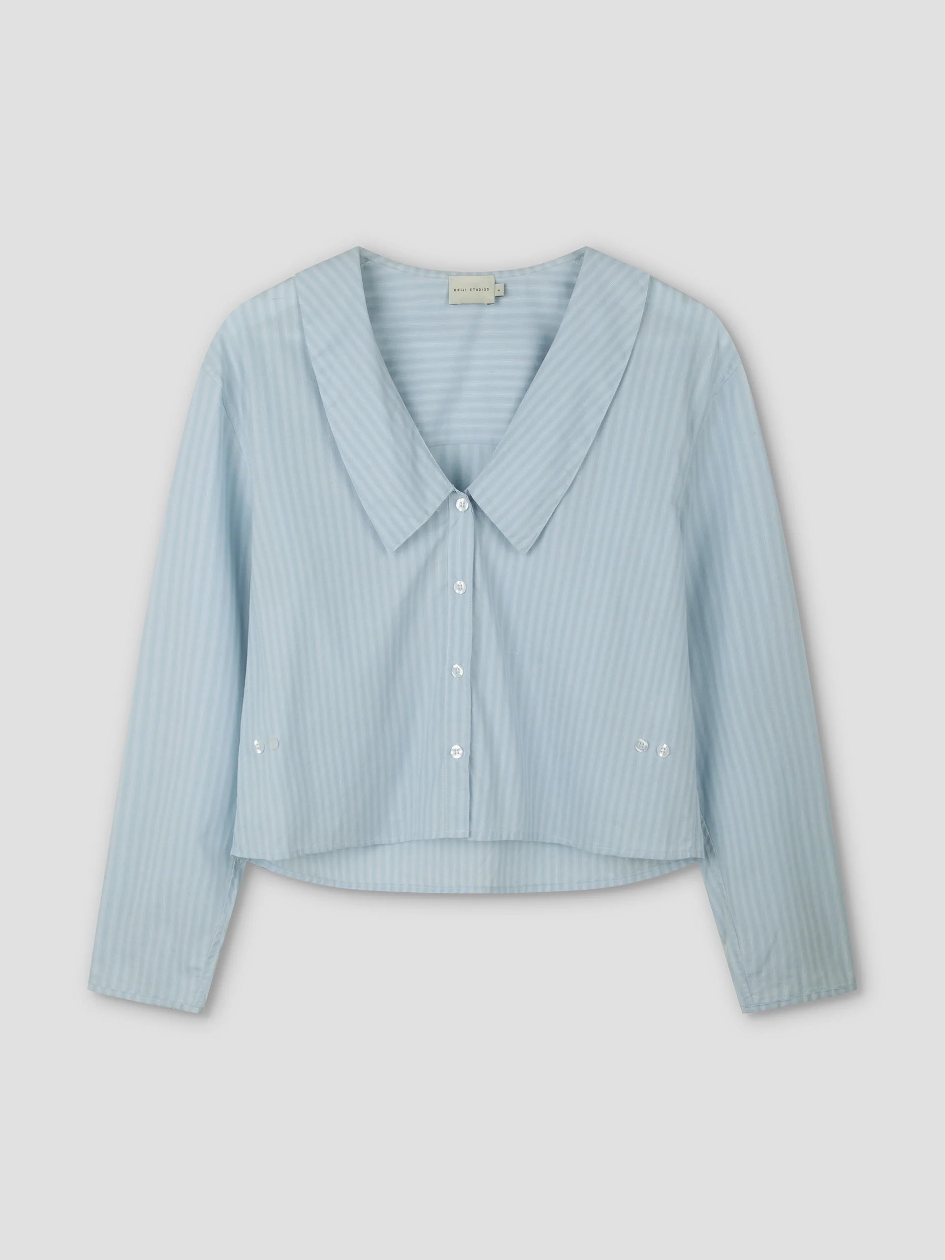 WAIST BUTTON SHIRT - LAKE BLUE STRIPE