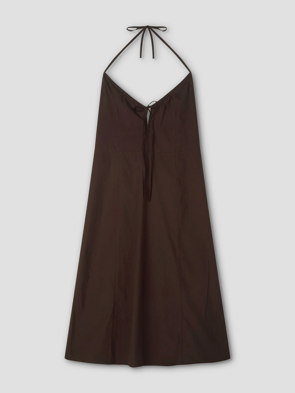SEAMED HALTER DRESS - SEPIA