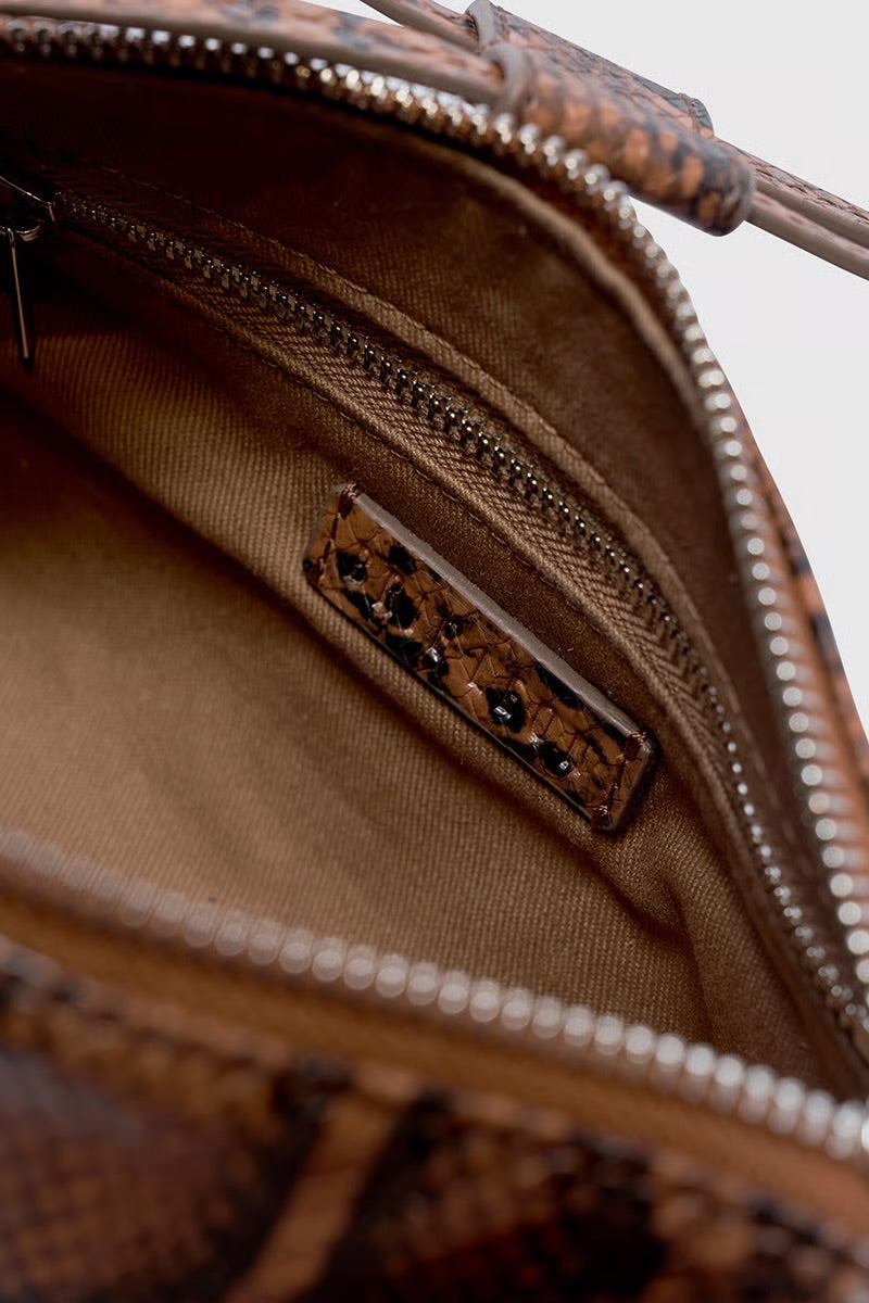 BROOKE MINI BARREL BAG - BRUNETTE PYTHON