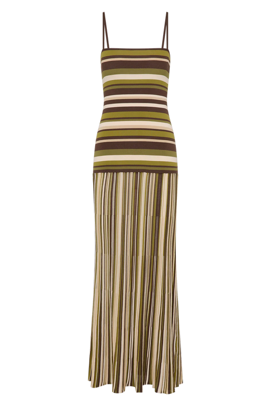 ESSENIA KNIT DRESS - ESPRESSO PINE STRIPE