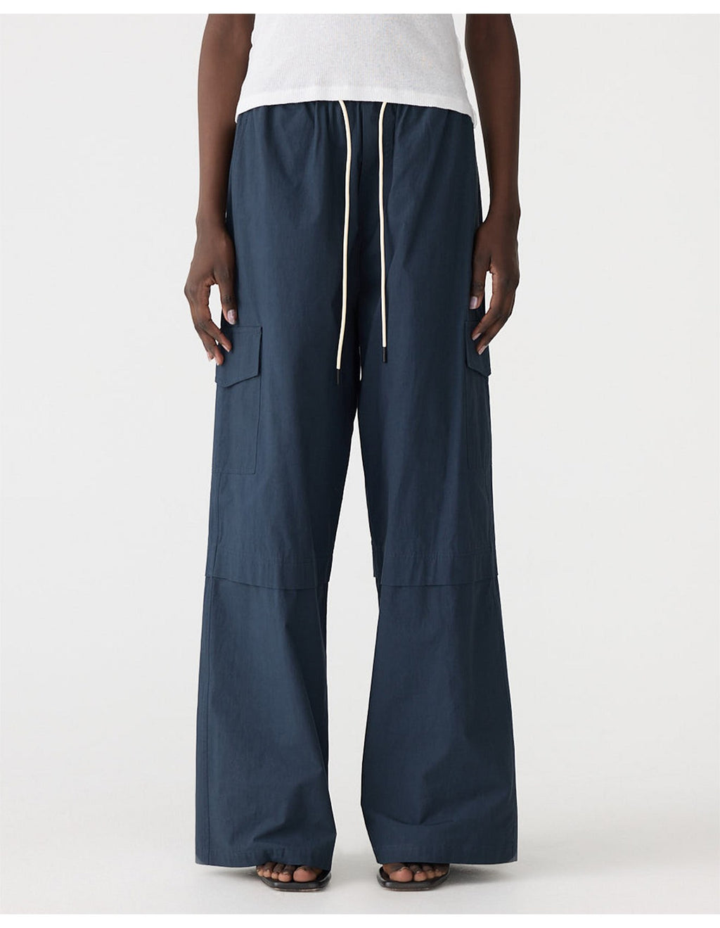 CRUSHED COTTON LAYERED PANT - WASHED NAVY