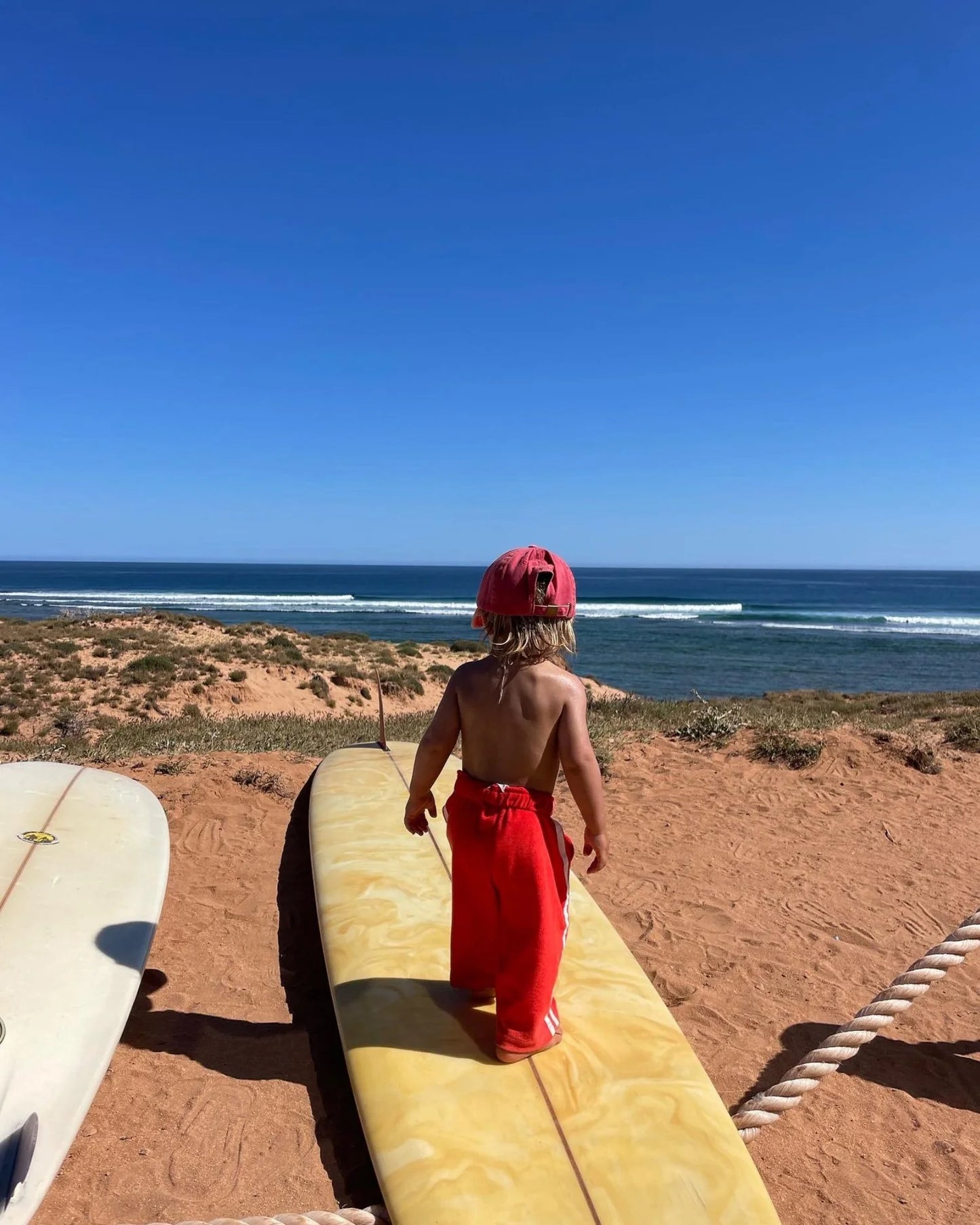 TWIN STRIPE TERRY PANT - ROSSO