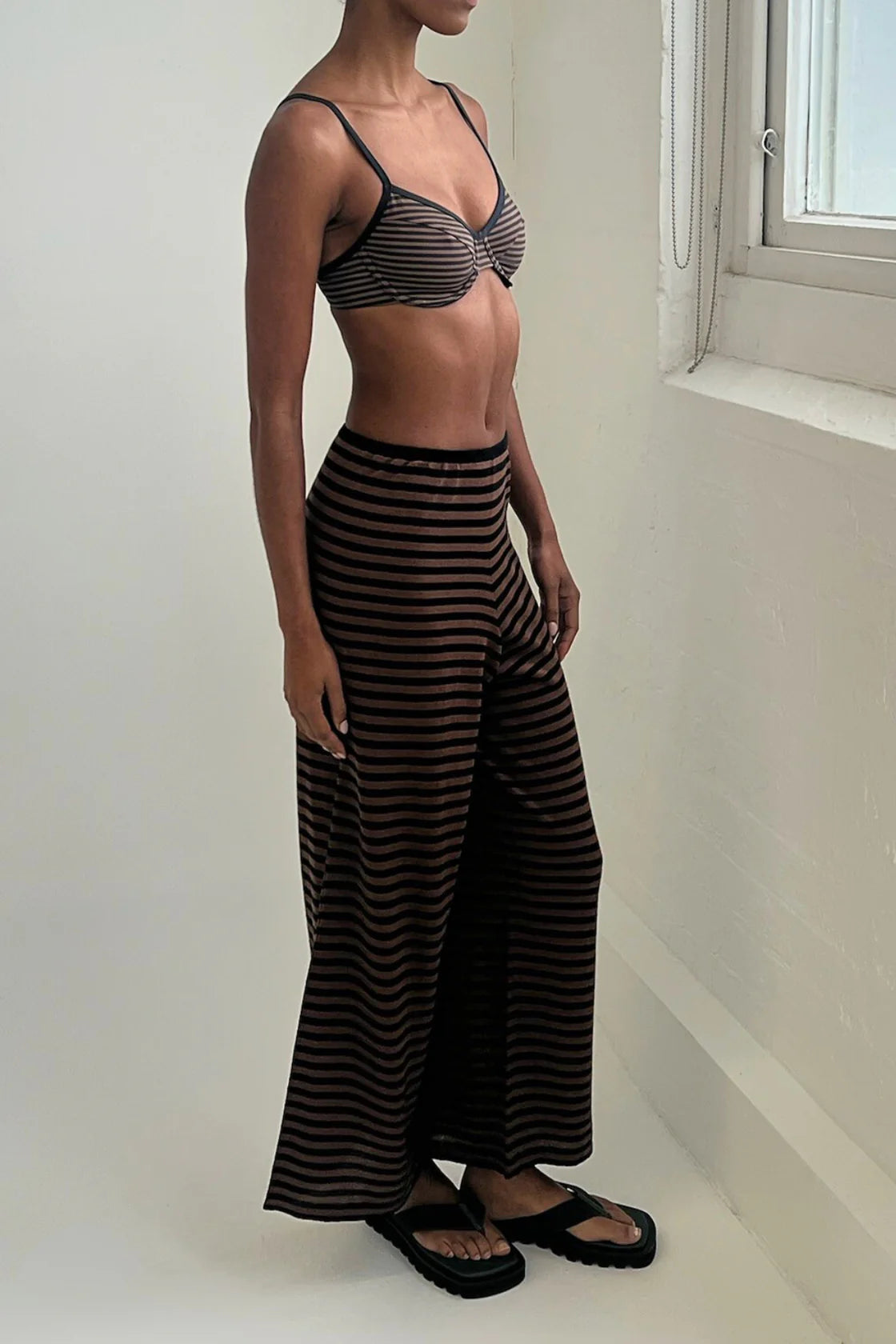 KNIT PANT - BROWN STRIPE