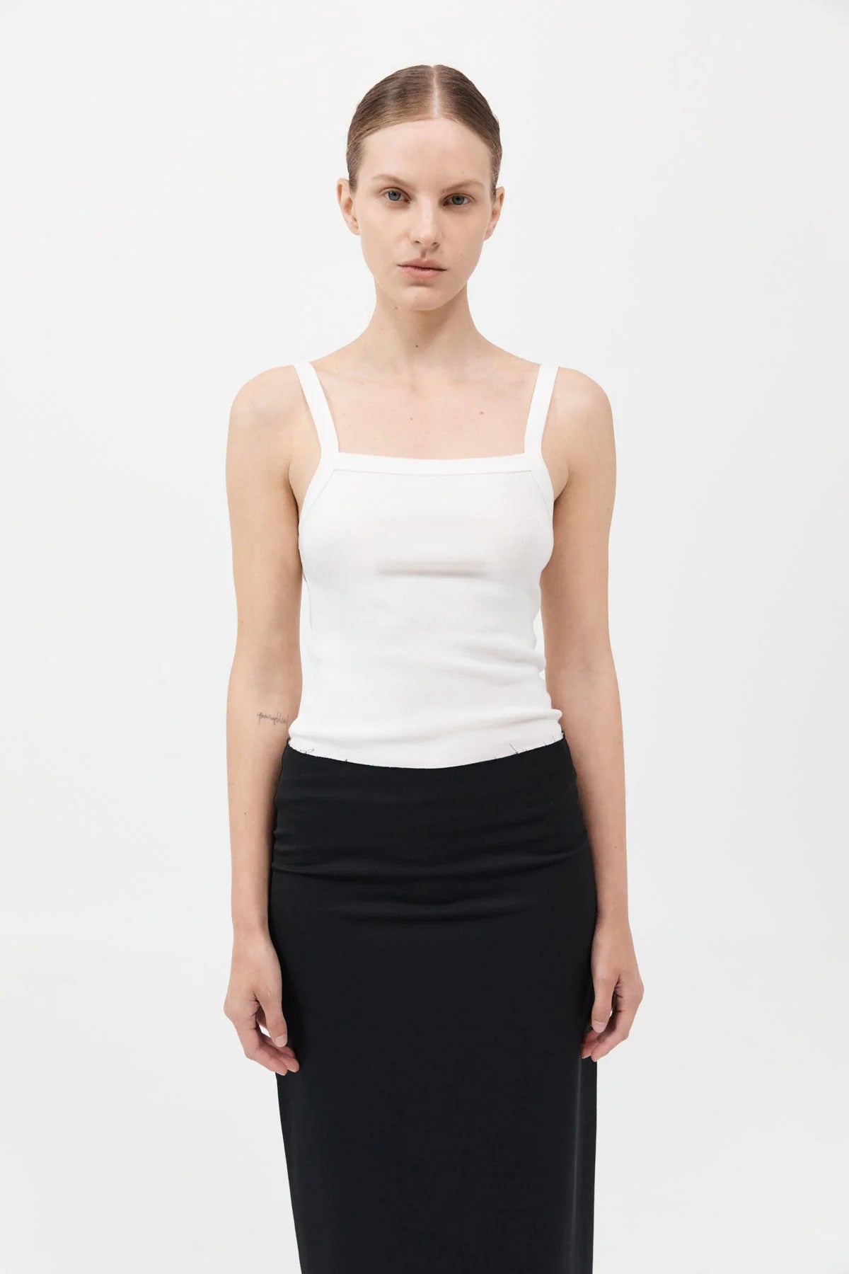 ORGANIC COTTON SQUARE NECK TANK - WHITE