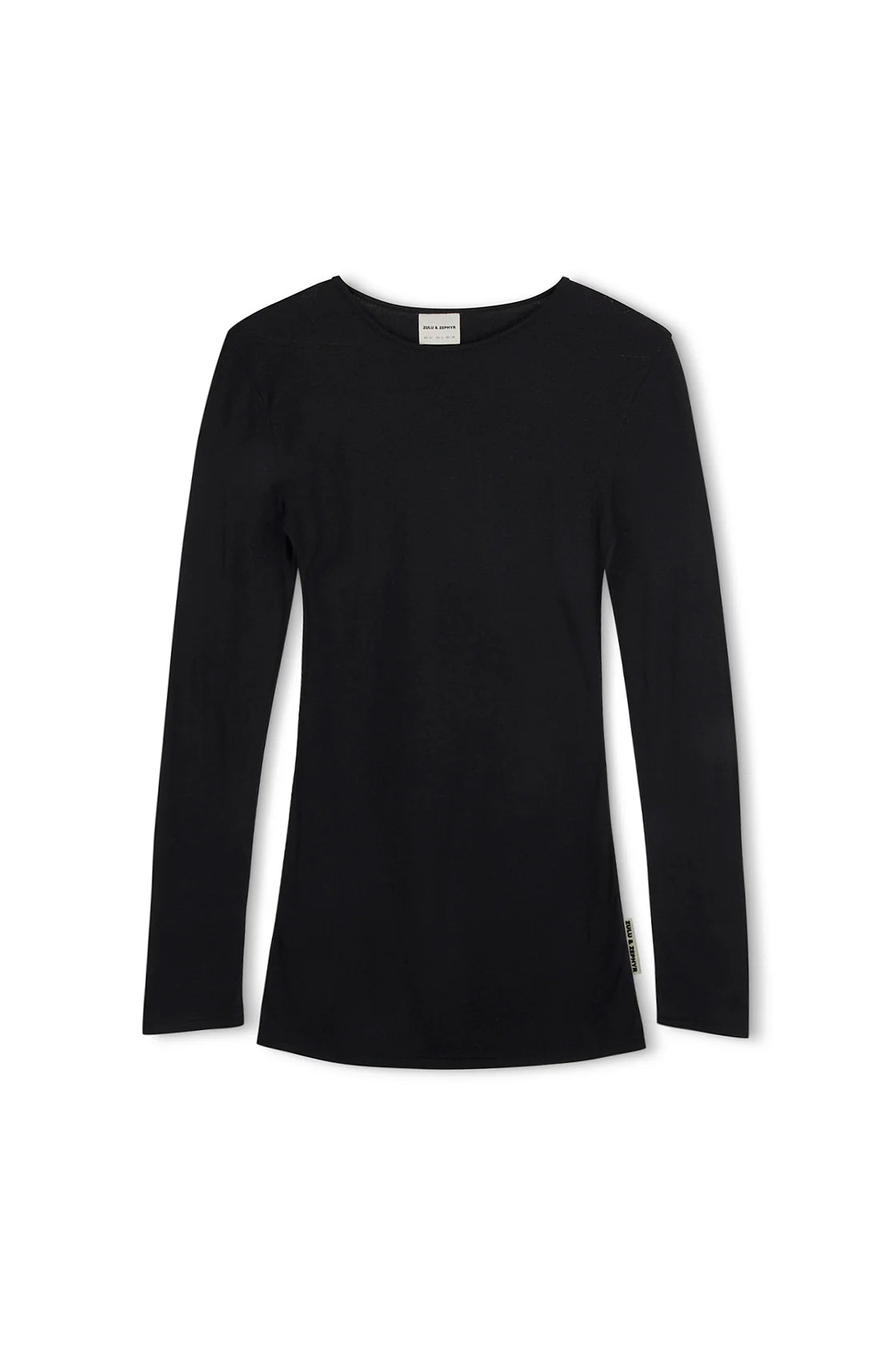 RIB HEMP JERSEY LONGSLEEVE TOP - BLACK