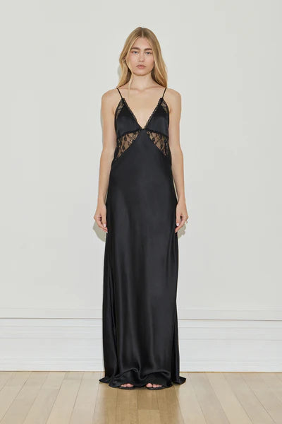 LACE INLAY DRESS - BLACK