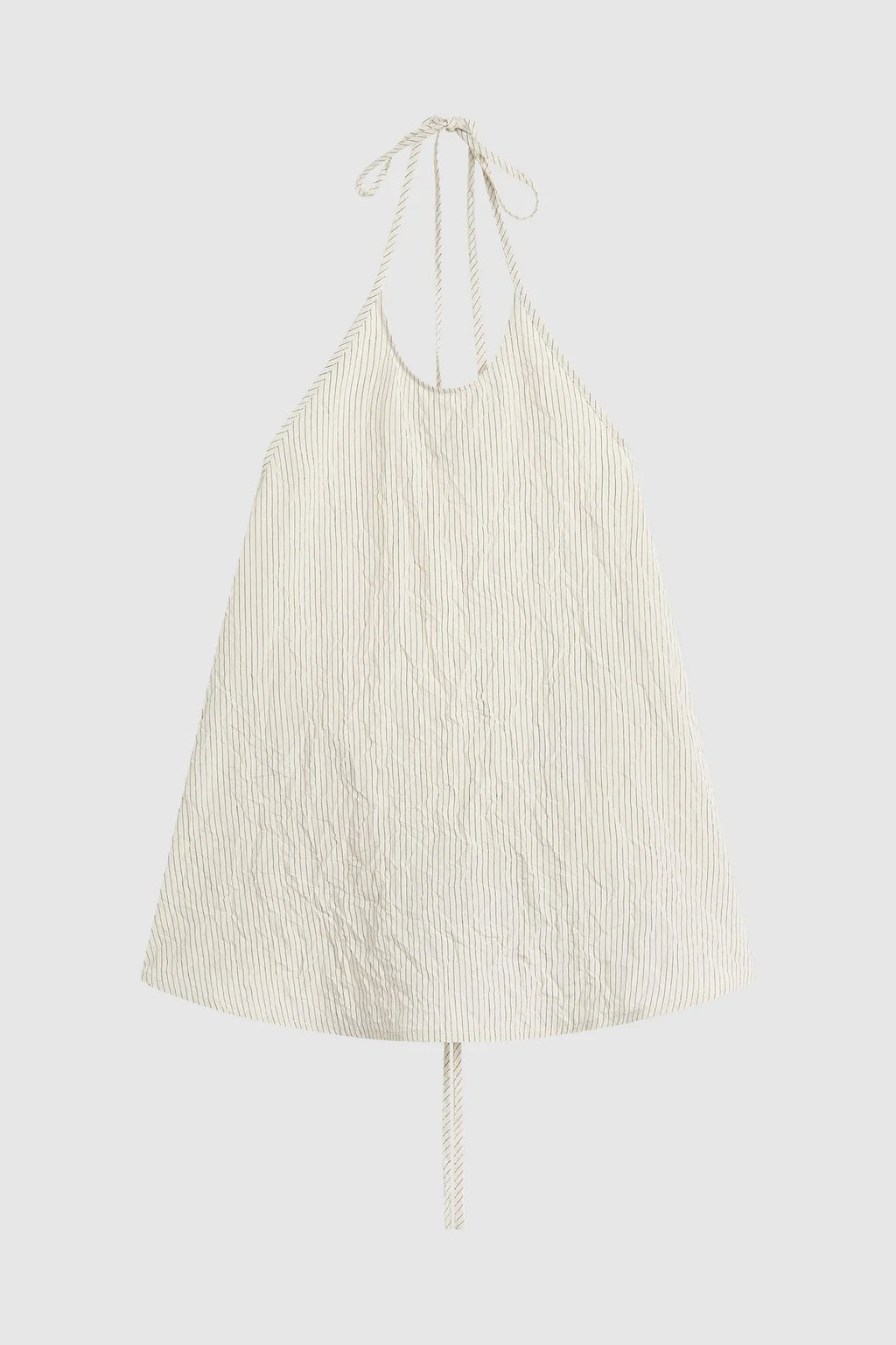 CRUSHED HALTER TOP - PETITE PINSTRIPE