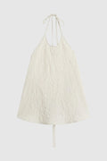 CRUSHED HALTER TOP - PETITE PINSTRIPE