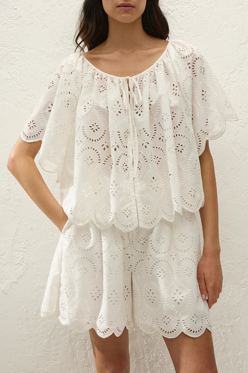 FONDACO SHORT - BIANCA BROIDERIE WHITE