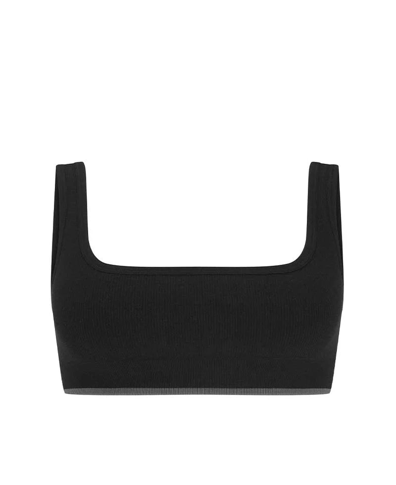 M19 FINE RIB WOOL BRALET - BLACK
