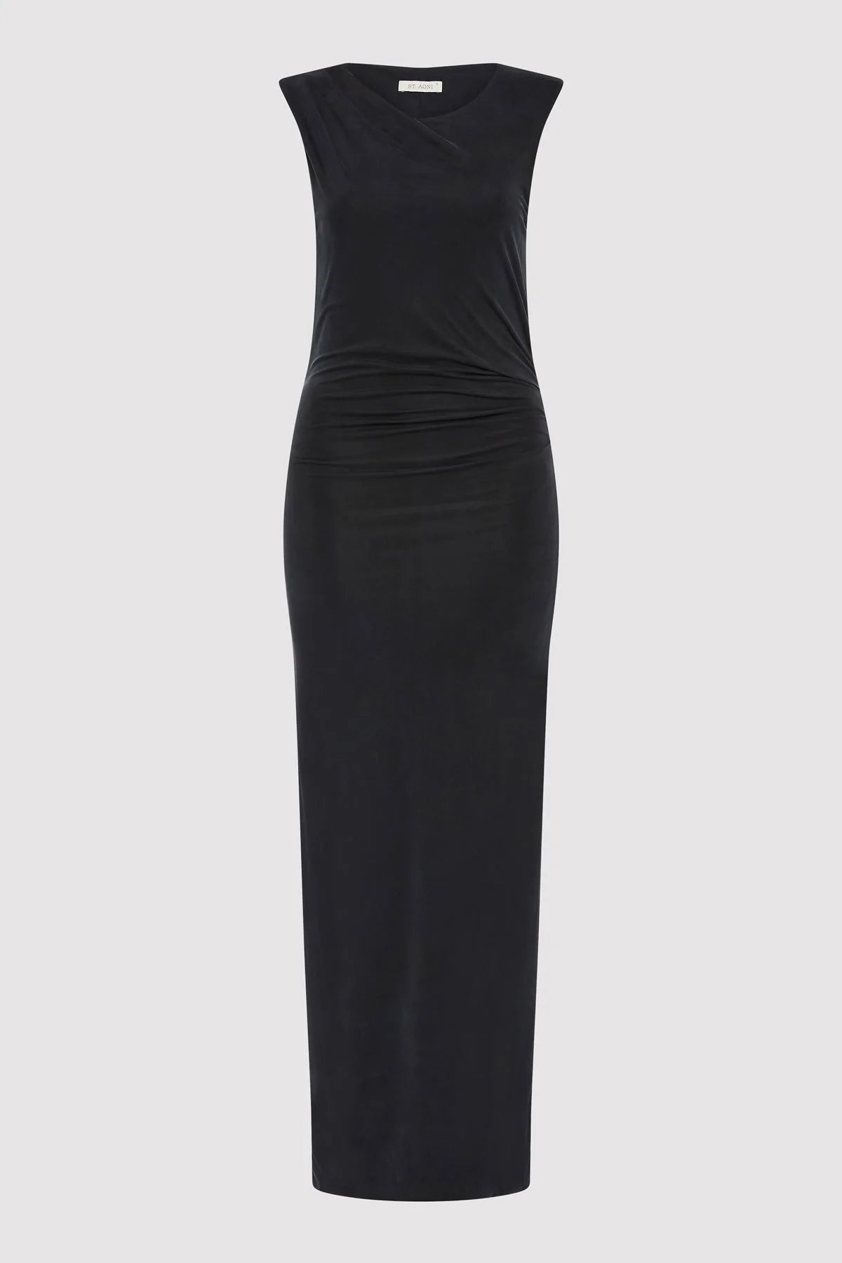 CUPRO JERSEY DRAPE DRESS - BLACK