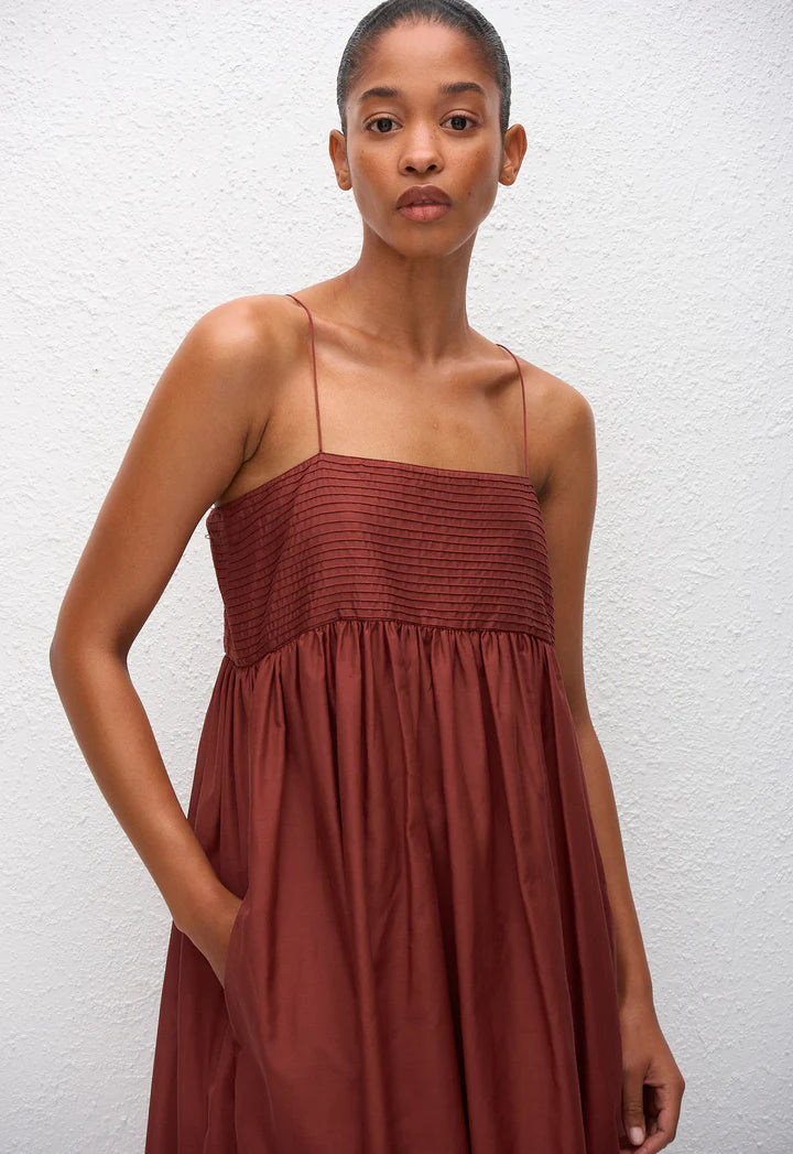 EMPIRE PINTUCK BODICE DRESS - MAROC