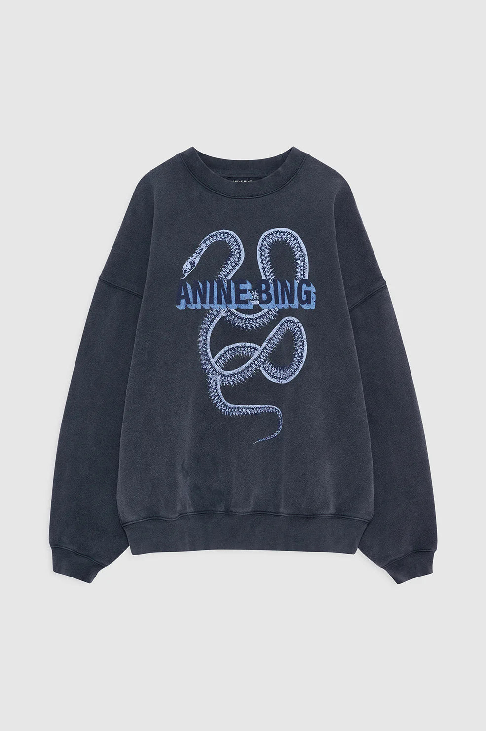 HARVEY CREW SWEATSHIRT SNAKE - WASHED BLACK