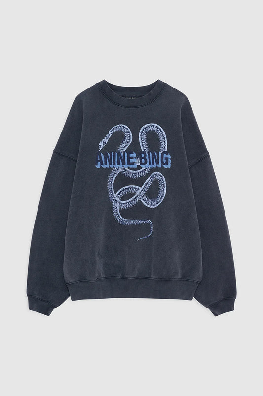 HARVEY CREW SWEATSHIRT SNAKE - WASHED BLACK