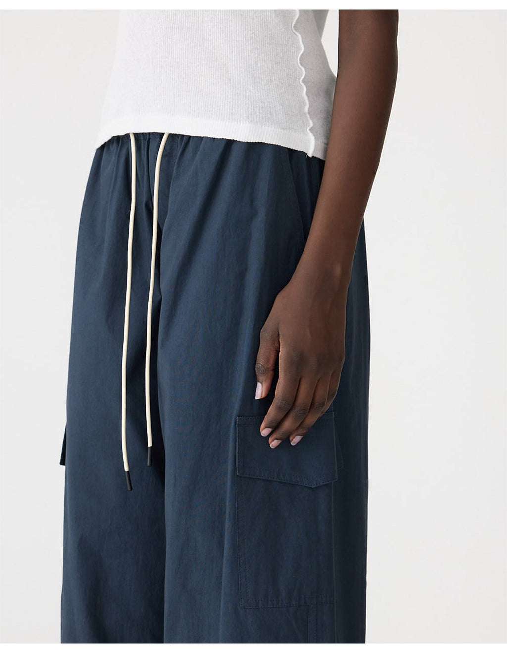 CRUSHED COTTON LAYERED PANT - WASHED NAVY