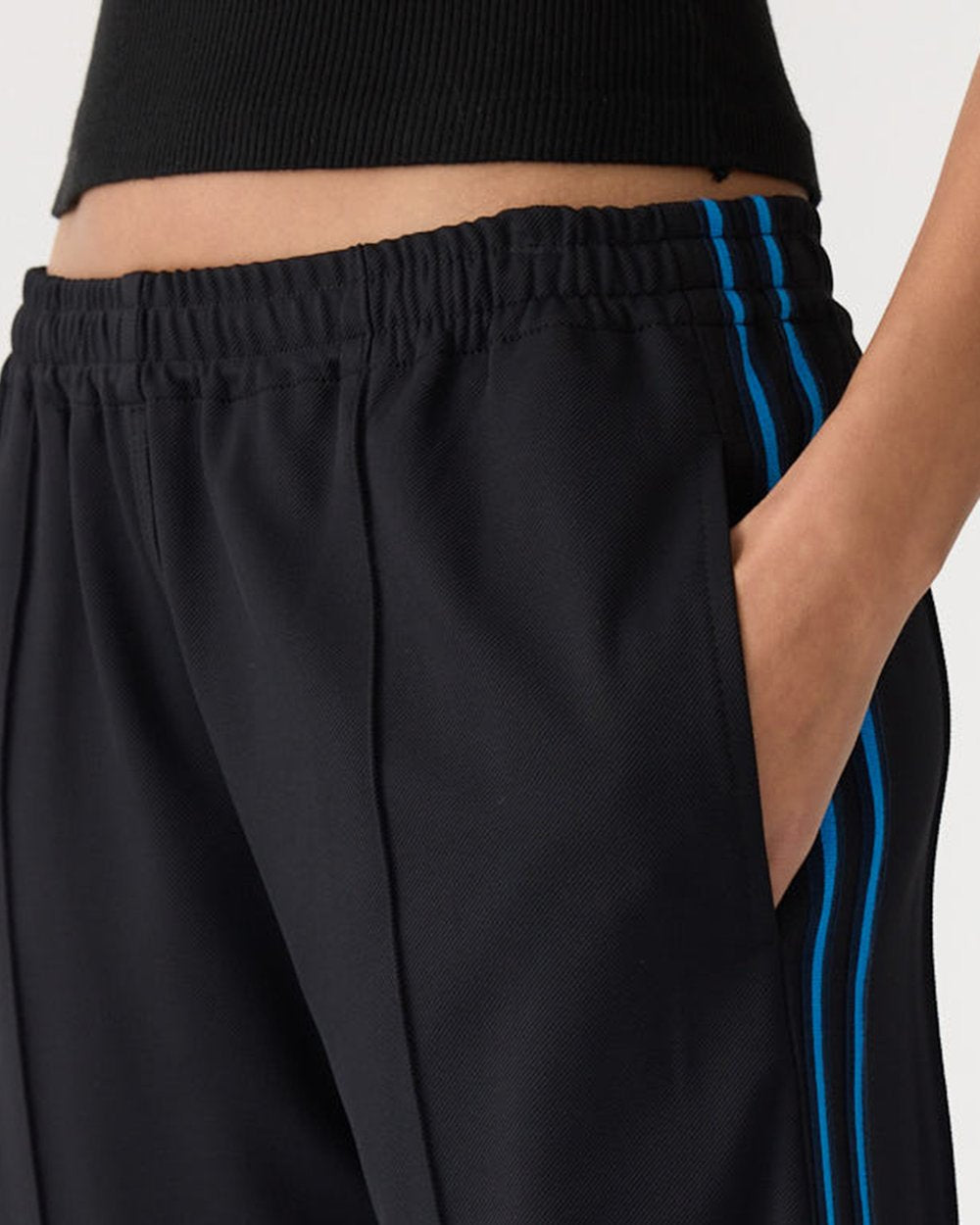DOUBLE STRIPE WIDE LEG PANT - BLACK / COLABT & INK STRIPE