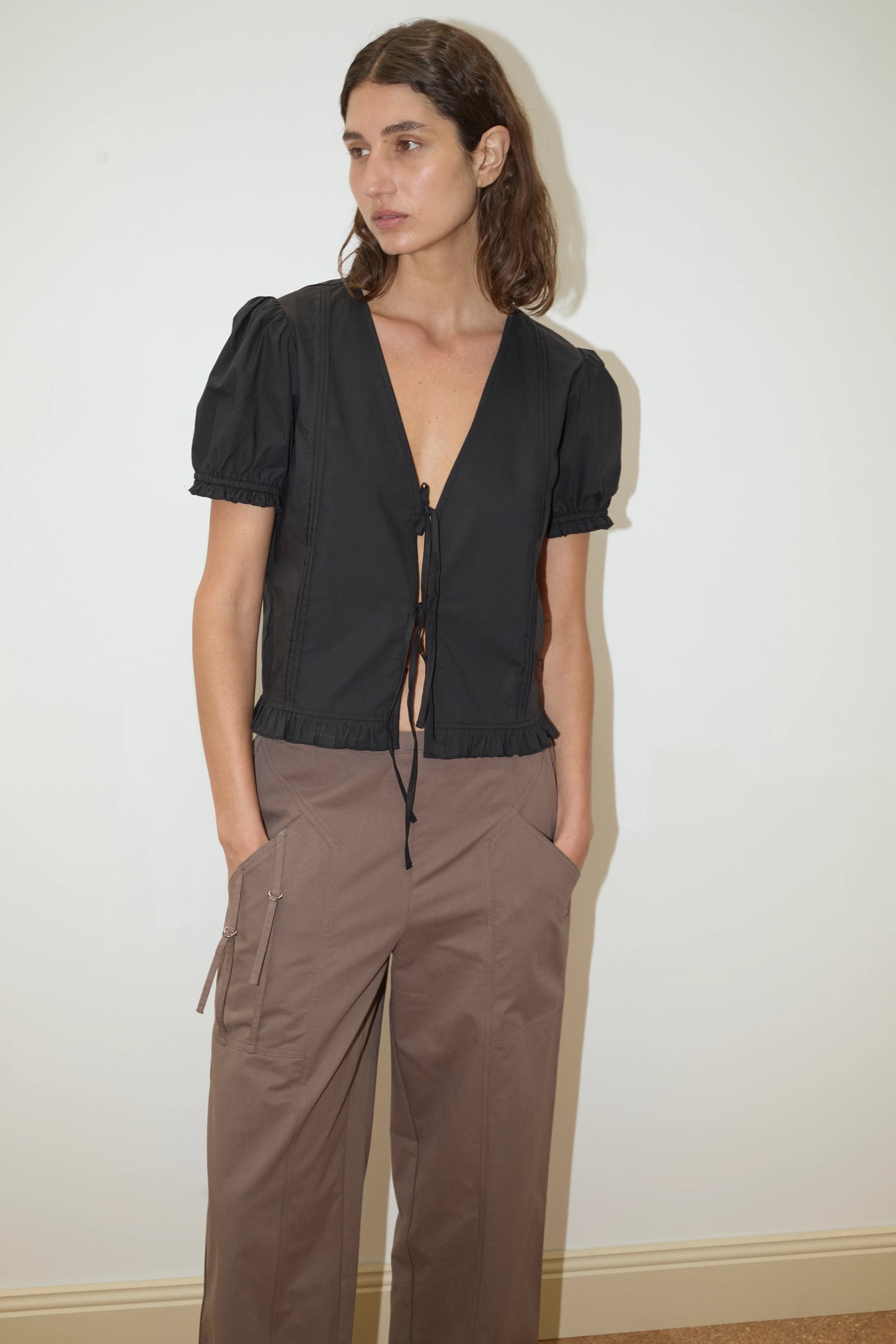 PINTUCK TOP - BLACK