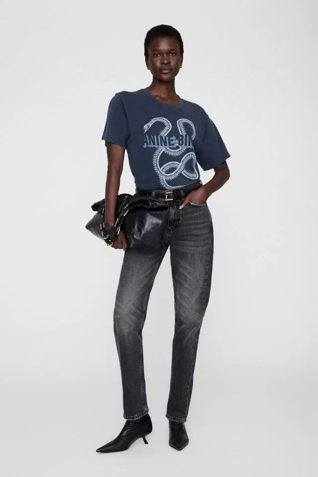 LILI TEE SNAKE - WASHED BLACK