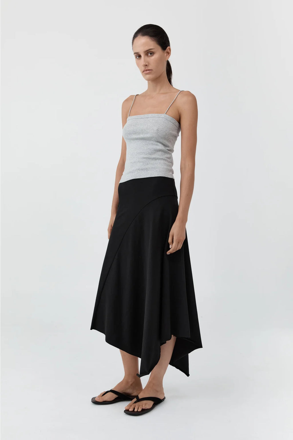 ORGANIC COTTON SQUARE NECK CAMI - GREY MARLE