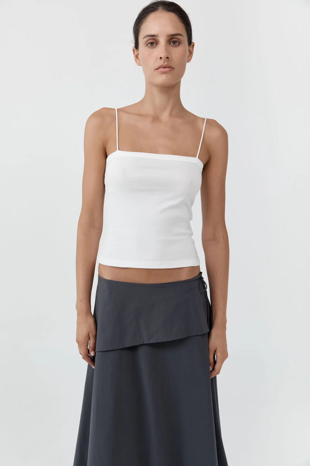 ORGANIC COTTON SQUARE NECK CAMI - WHITE
