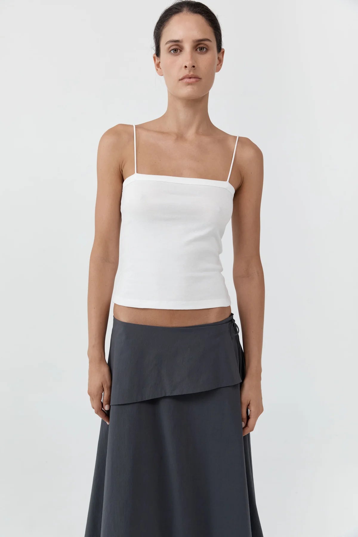 ORGANIC COTTON SQUARE NECK CAMI - WHITE