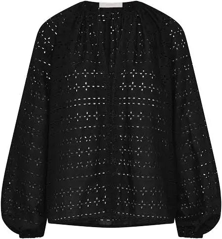 THORA BLOUSE - AGNES BRODERIE ANGLAISE BLACK
