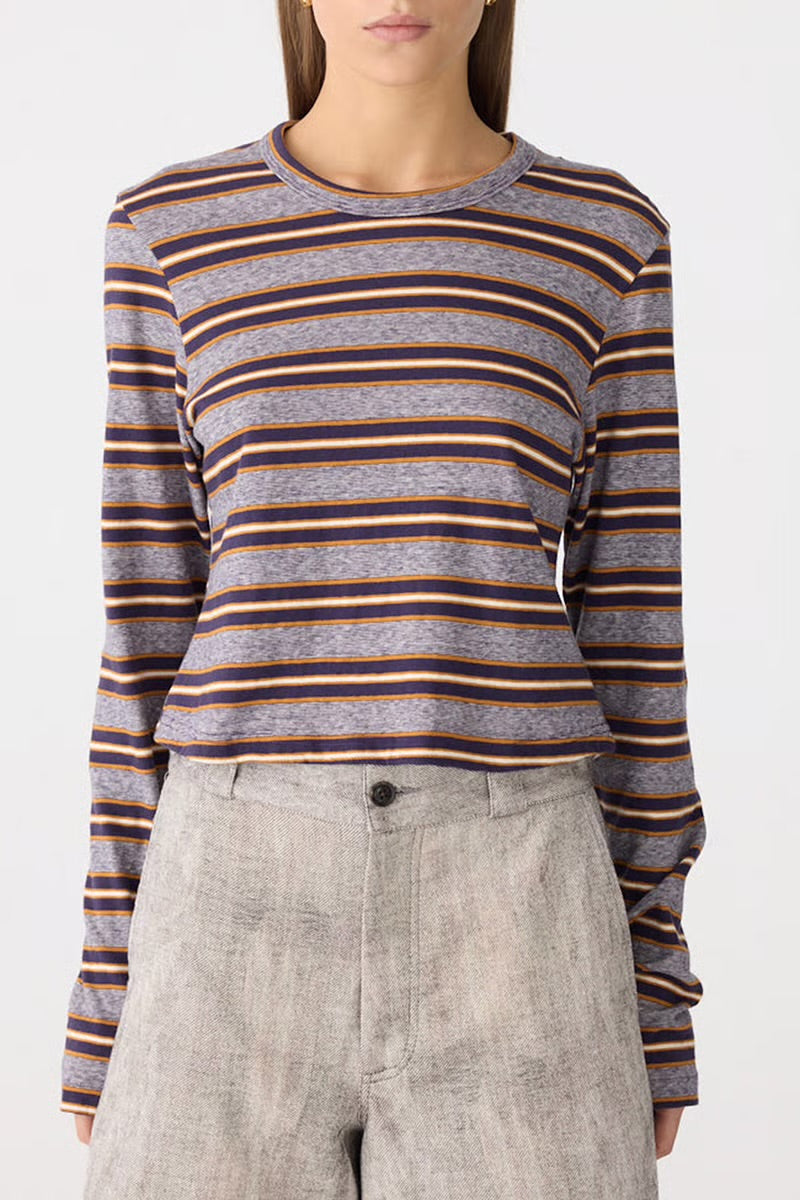 VINTAGE STRIPE BABY L/S TSHIRT - PURPLE/ GOLD STRIPE