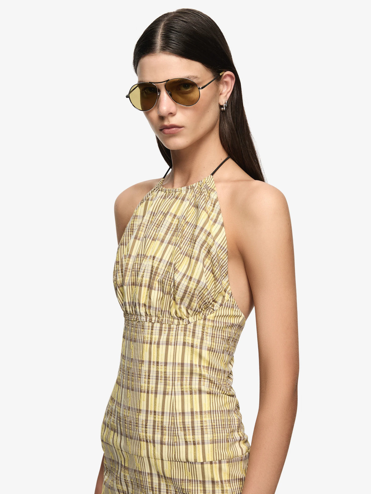 TESSELLATE MINI DRESS - CITRUS / TAUPE