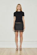 SILK LACE MINI SKIRT - BLACK