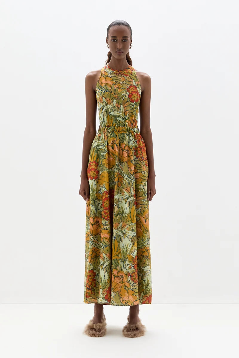 (PRE-ORDER) ELIANA CROSS BACK MAXI DRESS - ALIERA FLORAL MINT