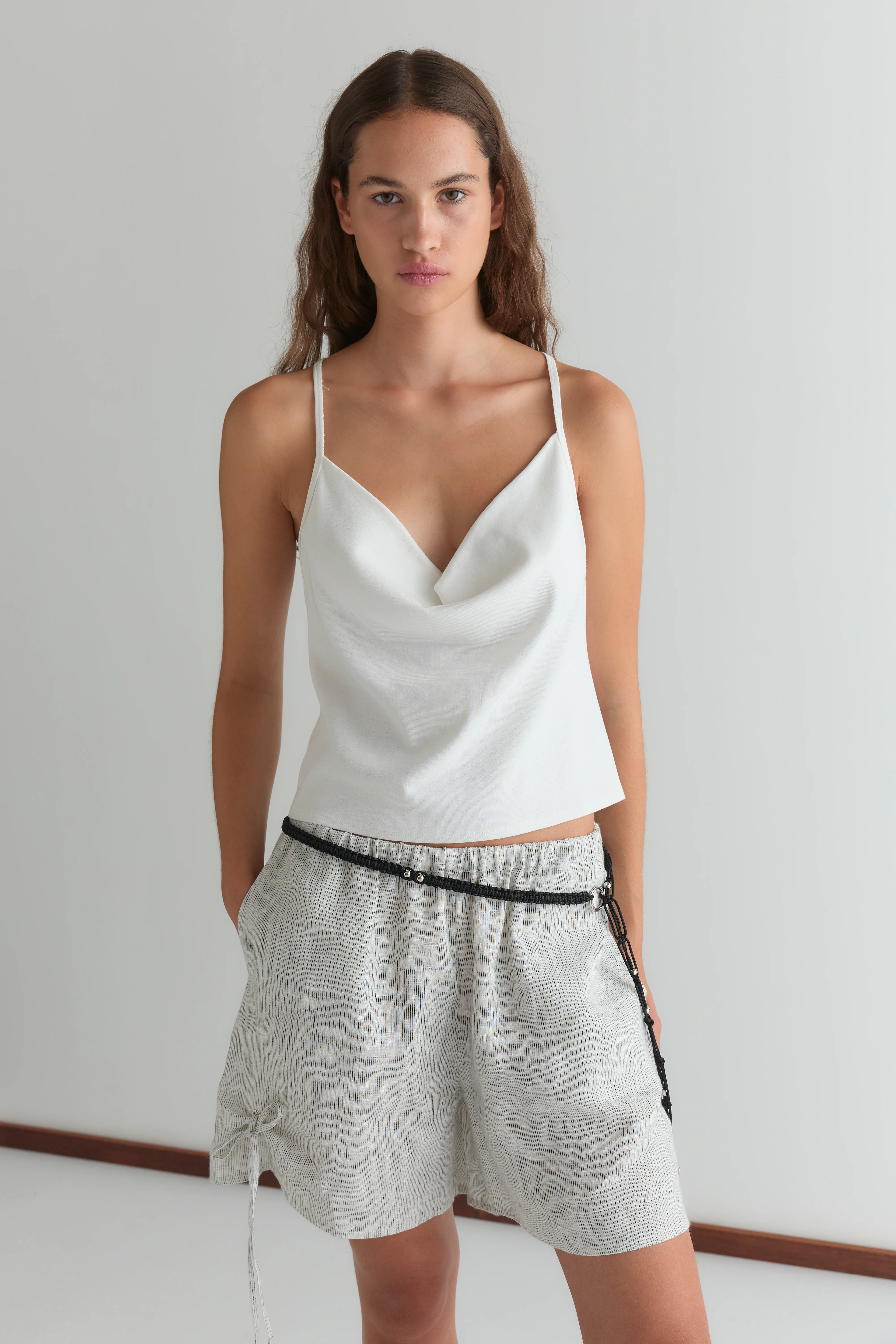 DRAPE JERSEY TOP - WHITE