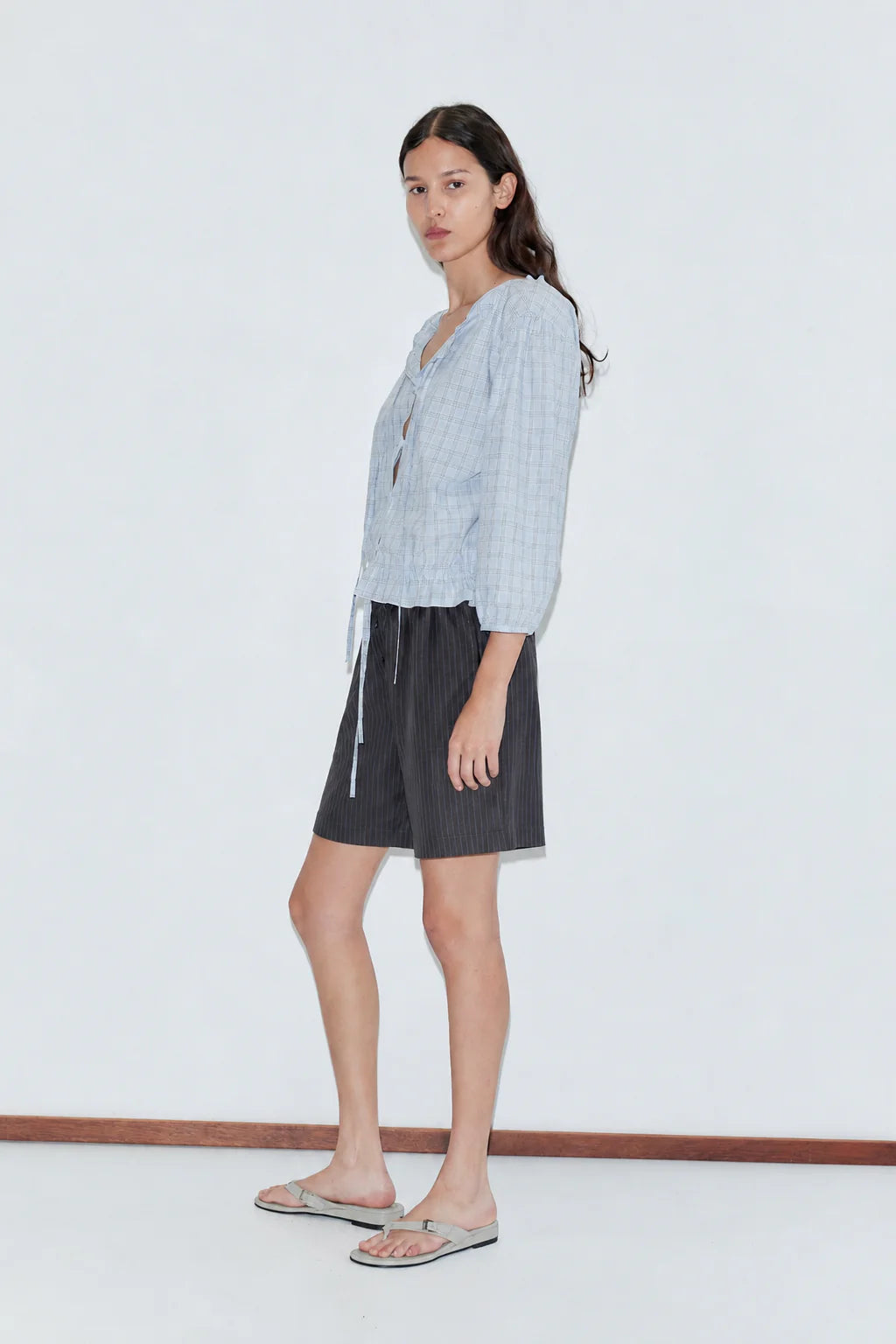 WOOL BOXER SHORT - CHARCOAL STRIPE