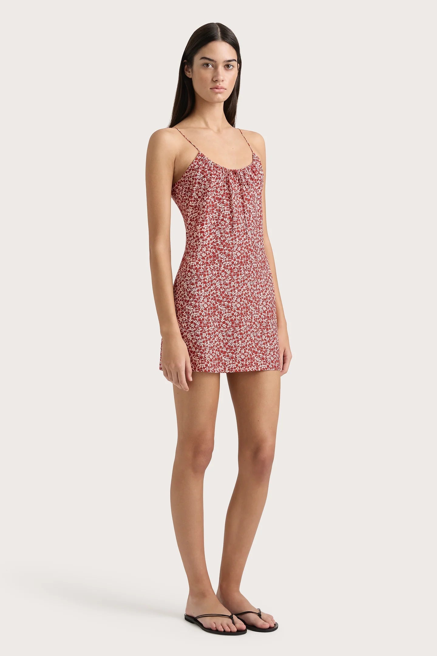 PAU MINI DRESS - PEONY STAMP GARNET