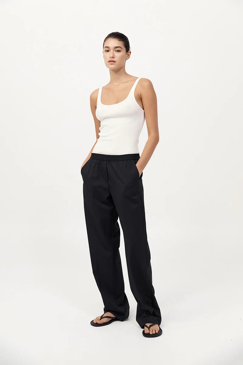 TAILORED ACTIVE PANTS - BLACK PINSTRIPE