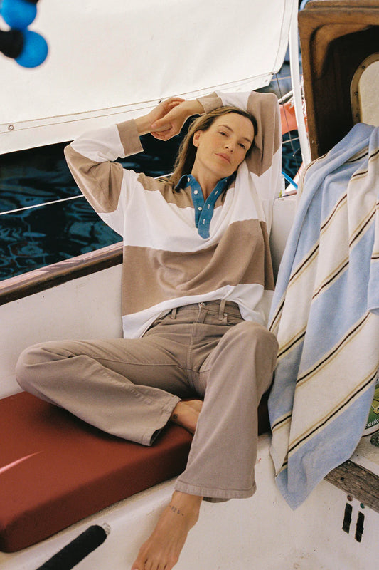 THE MARCO POLO - MUSHROOM BONE STRIPE